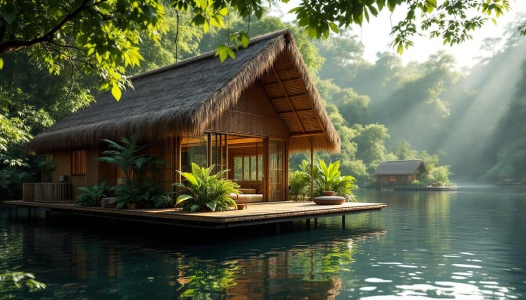 plongez dans une expérience inoubliable au jungle raft hotel en thaïlande, un écolodge unique situé au cœur de la jungle. offrant des hébergements flottants sur la rivière, savourez la beauté naturelle, l'aventure en plein air et la culture thaïlandaise dans un cadre enchanteur. découvrez des activités palpitantes comme le rafting, le kayak et la randonnée, tout en vous relaxant dans un environnement paisible et immersif.