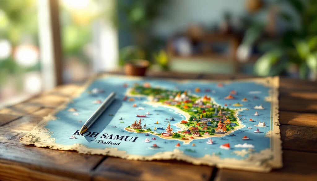 explorez les merveilles de koh samui grâce à notre guide complet de la carte de l’île. découvrez les lieux incontournables, plages paradisiaques et activités à ne pas manquer lors de votre séjour en thaïlande.