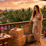 Balcon tropical au coucher du soleil