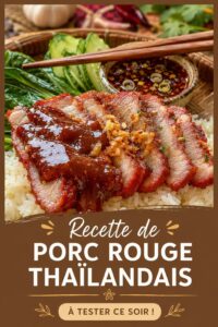 Porc rouge à la thaïlandaise servi dans un bol avec des herbes fraîches