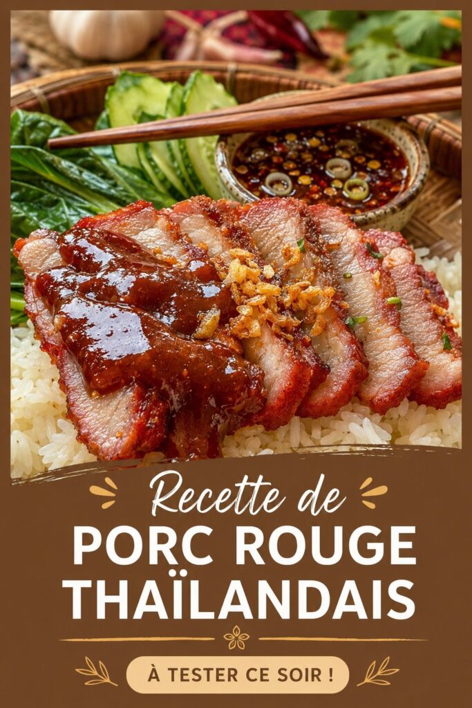 Porc rouge à la thaïlandaise servi dans un bol avec des herbes fraîches