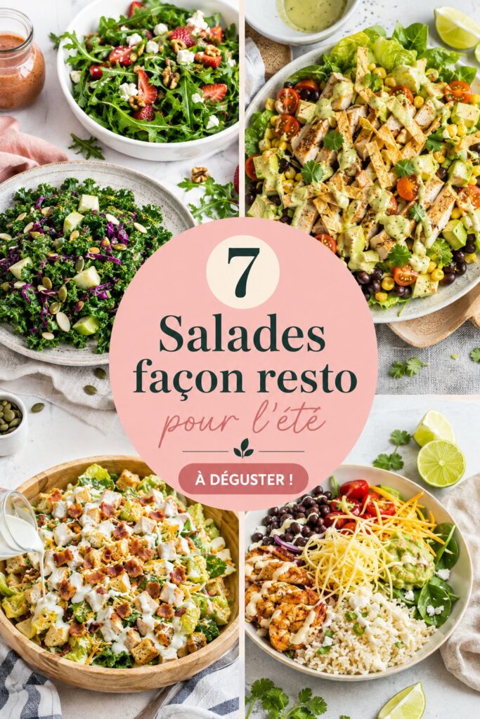 Des salades d'été colorées inspirées des restaurants, prêtes à servir.