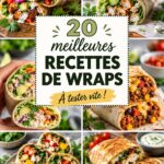 Ensemble de wraps savoureux garnis de légumes et viandes, parfaits pour un repas pratique.