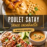 Plat de satay de poulet servi avec de la sauce aux cacahuètes