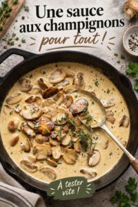 Plat de sauce aux champignons dans un bol coloré, prêt à être savouré