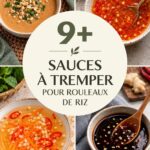 Un plat de rouleaux de printemps accompagnés de délicieuses sauces variées, parfait pour une dégustation conviviale.