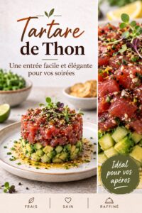 Plat de tartare de thon frais, élégant et prêt à être servi