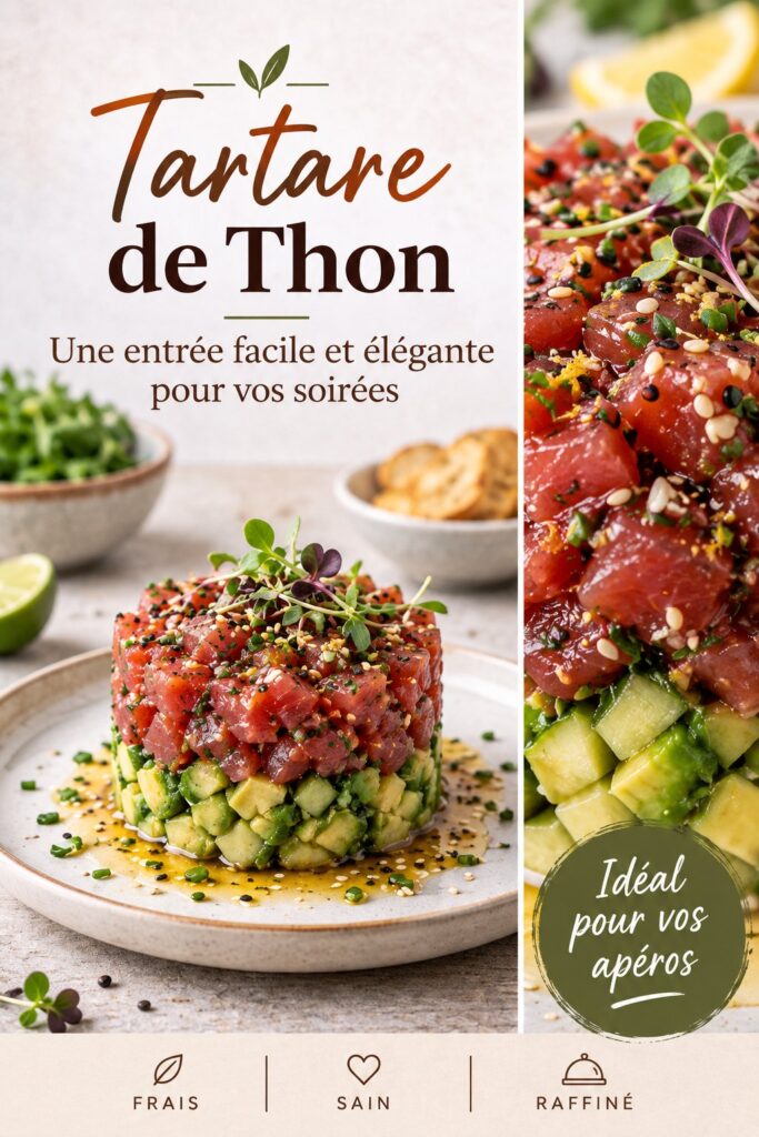 Plat de tartare de thon frais, élégant et prêt à être servi