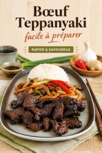 Teppanyaki de boeuf savoureux sur une plaque chauffante