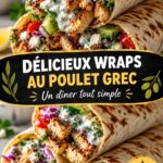 Wraps au poulet grec savoureux avec sauce tzatziki dans une assiette