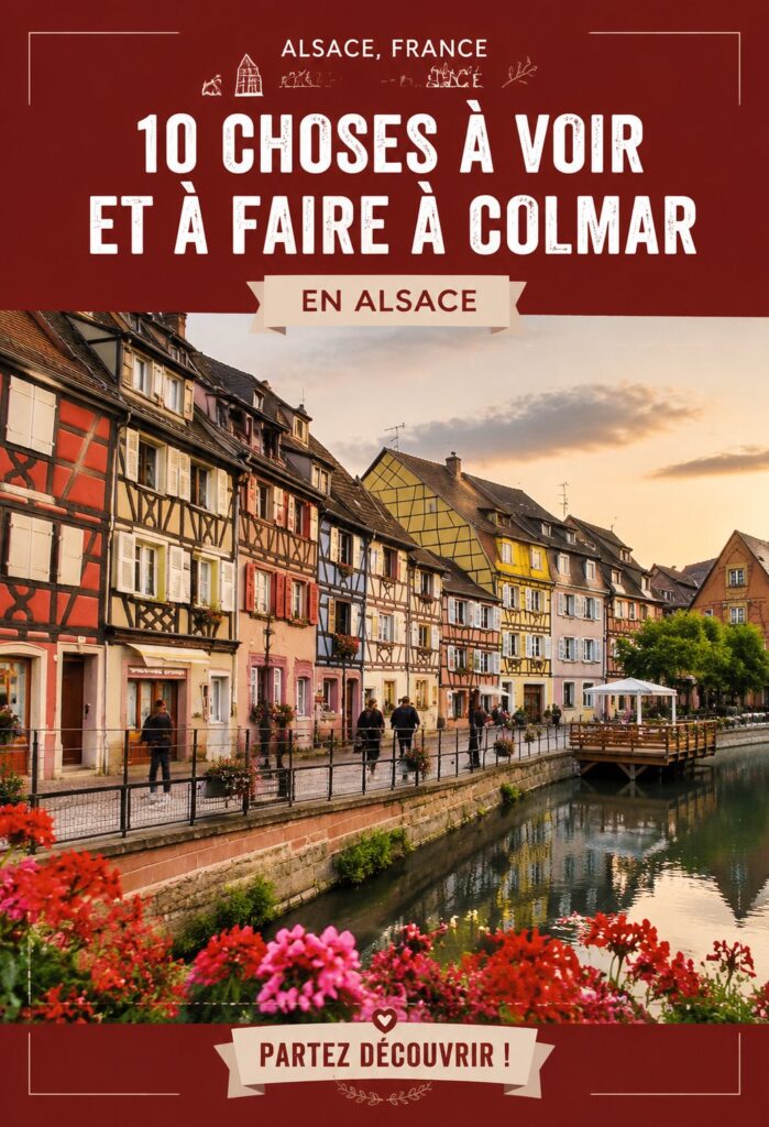 Vue panoramique de Colmar avec ses maisons à colombages typiques et ses canaux.
