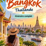 Vue panoramique de Bangkok avec le Grand Palais au premier plan et la ville en arrière-plan.