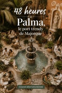 Vue panoramique de la cathédrale de Palma au bord de l'eau, typique de Majorque.