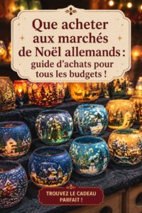 Un marché de Noël en Allemagne avec des stands illuminés et des produits traditionnels.