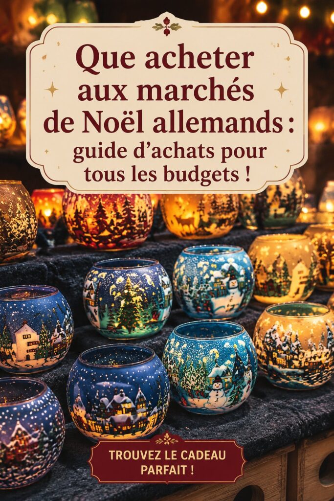 Un marché de Noël en Allemagne avec des stands illuminés et des produits traditionnels.
