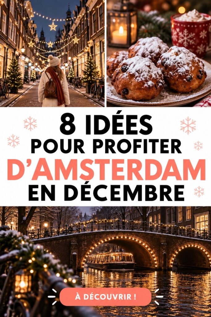 Marché de Noël à Amsterdam avec des illuminations festives