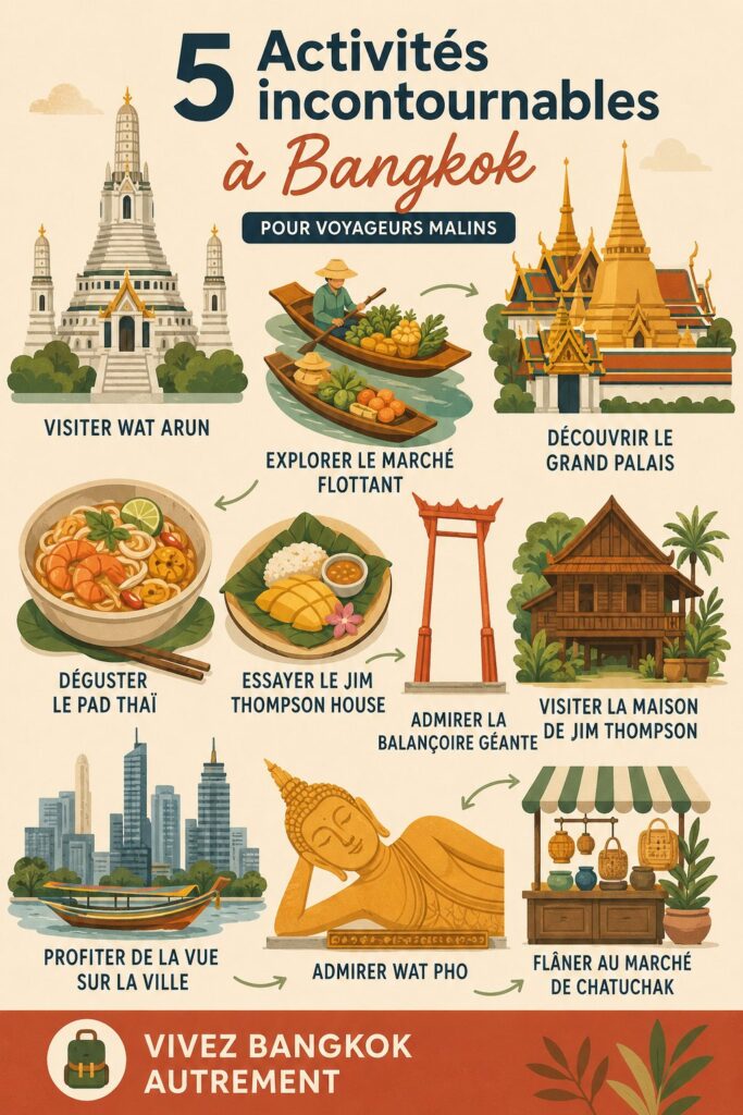 Temples magnifiques à Bangkok lors d'un voyage économique
