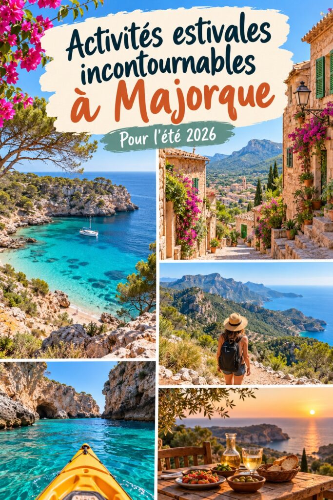 Vue d'une plage ensoleillée de Majorque avec des familles jouant dans le sable