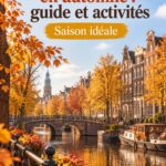 Vue d'Amsterdam en automne avec des arbres aux couleurs vives et des canaux
