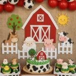 Fête d'anniversaire joyeuse à la ferme, avec des invités admirant les environs naturels