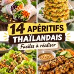 Assortiment d'apéritifs thaïlandais colorés sur une table