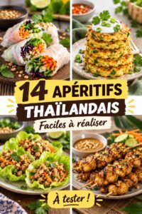 Assortiment d'apéritifs thaïlandais colorés sur une table
