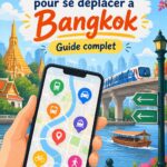 Une femme consultant une application sur son smartphone à Bangkok, planifiant son itinéraire.