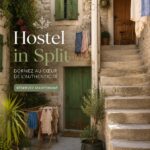 Une auberge accueillante à Split avec des visiteurs heureux se rencontrant.