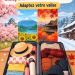 Femme préparant sa valise pour un voyage au Japon en fonction de la saison