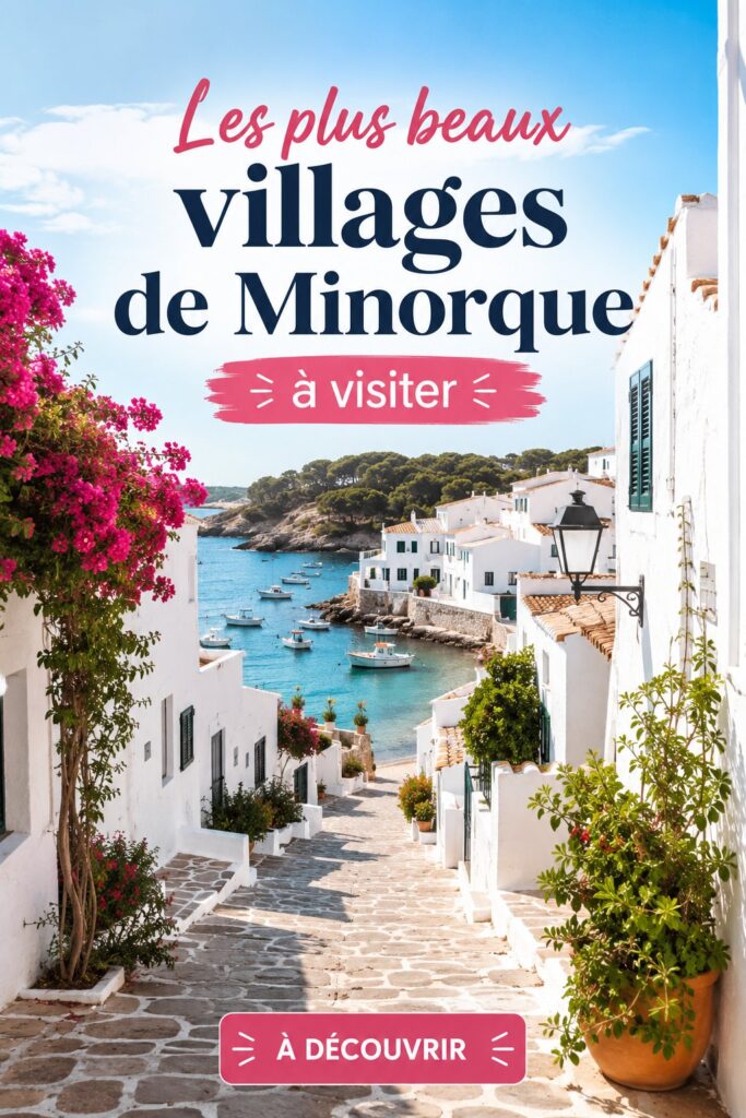 Vue panoramique d'un village traditionnel de Minorque avec sa charmante architecture.