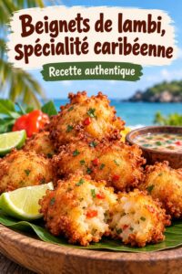 Plat de beignets de conque dorés, une spécialité caribéenne