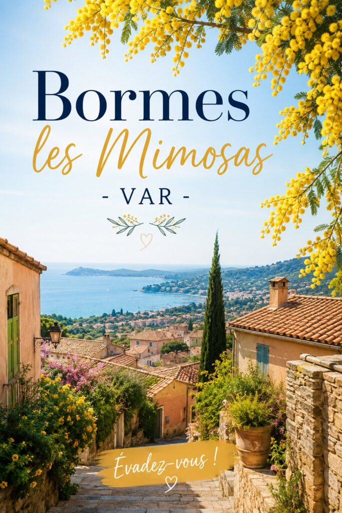 Plage de Bormes-les-Mimosas avec ses eaux cristallines et ses parasols