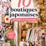 Vitrine colorée d'une boutique de mode au Japon, présentant des vêtements tendances.
