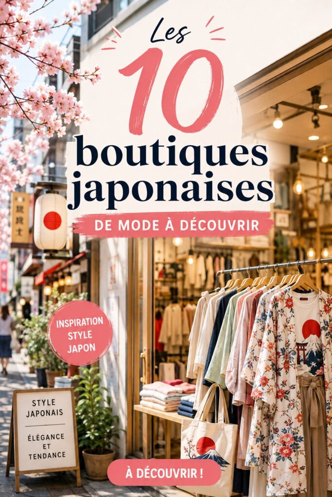Vitrine colorée d'une boutique de mode au Japon, présentant des vêtements tendances.