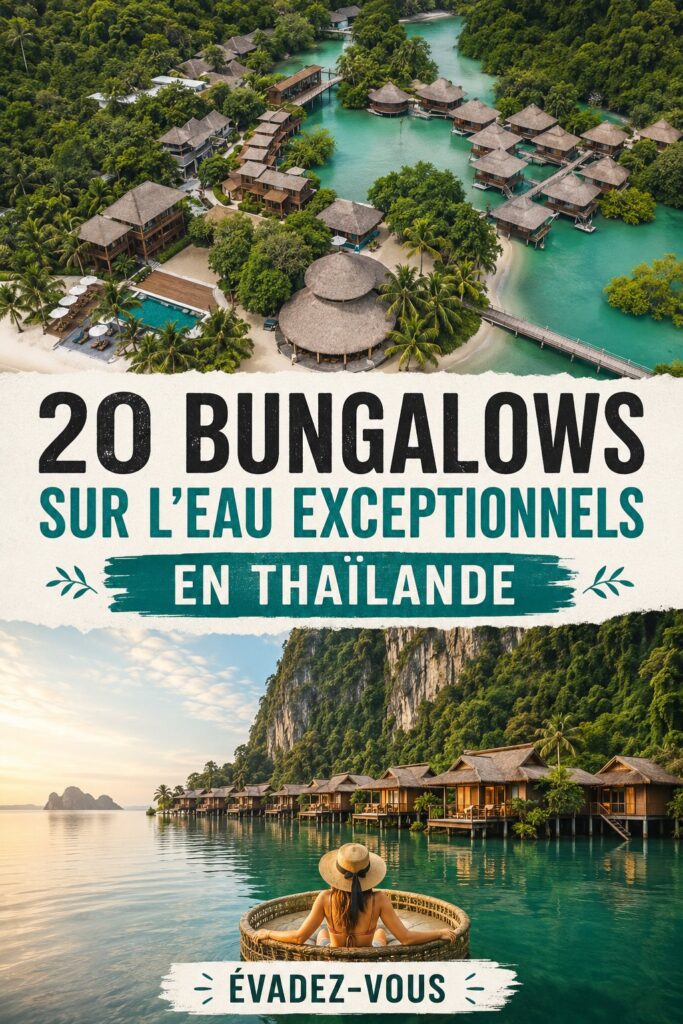 Vue spectaculaire de bungalows sur l'eau en Thaïlande, parfait pour une escapade