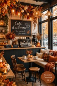 Une tasse de café chaud dans un café berbère typiquement allemand lors de l'automne.