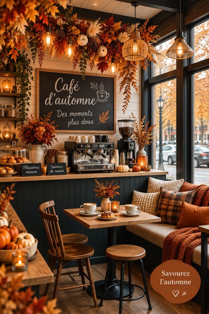 Une tasse de café chaud dans un café berbère typiquement allemand lors de l'automne.