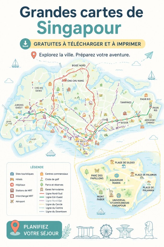 Carte détaillée de Singapour pour un voyage réussi.