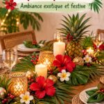 Un élégant centre de table en palmier décorant une table festive