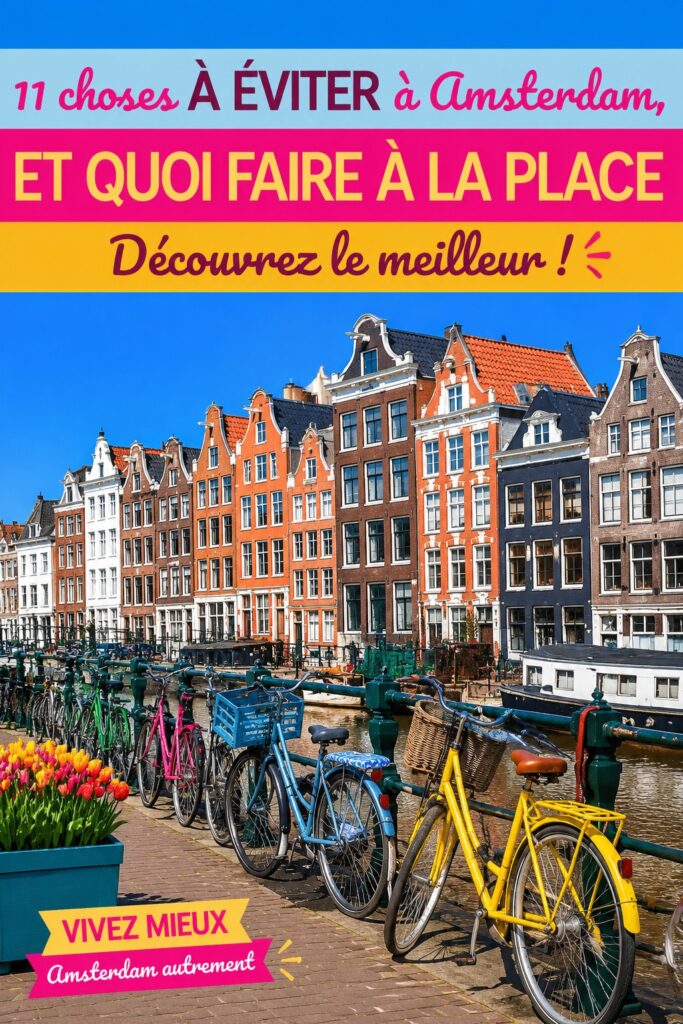Une vue pittoresque des canaux d'Amsterdam avec des maisons typiques.