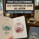 Collection de tampons de trains japonais affichés sur une table