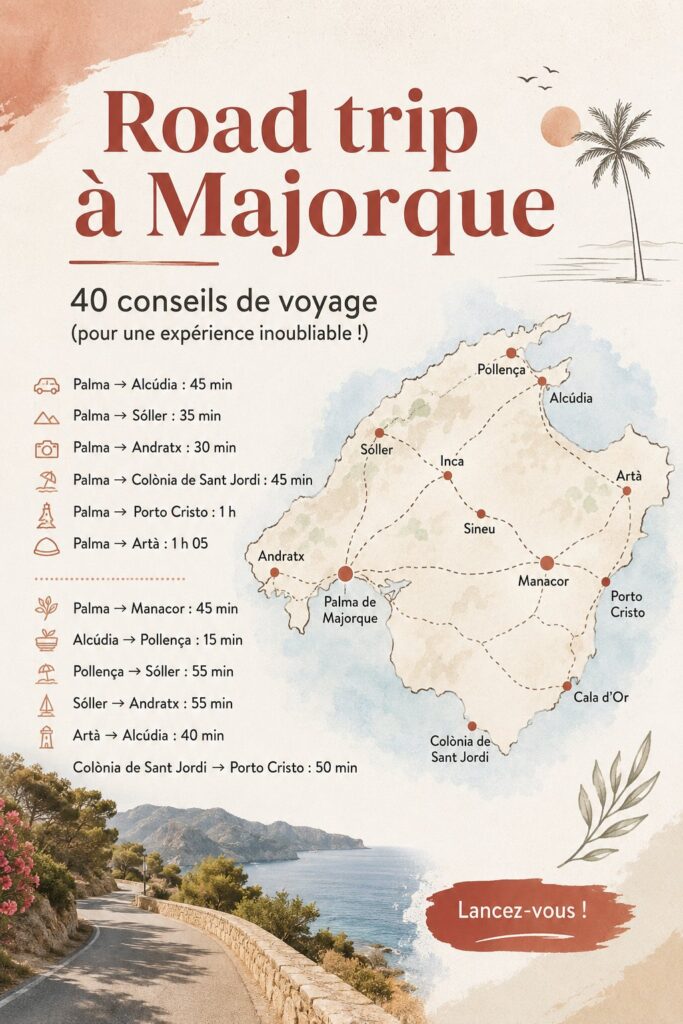 Un paysage pittoresque de Majorque, parfait pour un road trip.