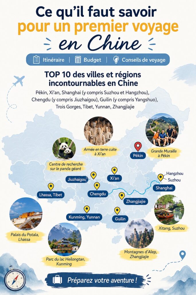 Une magnifique vue de la Grande Muraille de Chine sous un ciel bleu.