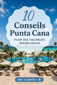 Plage paradisiaque de Punta Cana avec des palmiers bercés par le vent