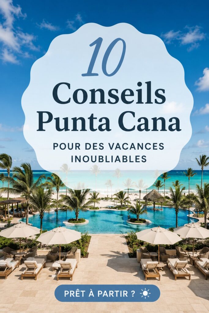Plage paradisiaque de Punta Cana avec des palmiers bercés par le vent
