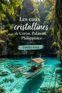 Vue panoramique sur les eaux cristallines de Coron, Palawan.
