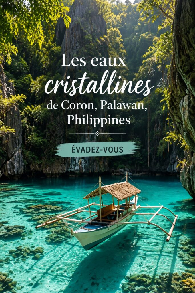 Vue panoramique sur les eaux cristallines de Coron, Palawan.