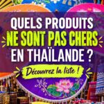 Plage en Thaïlande avec des symboles de budget et dépenses.