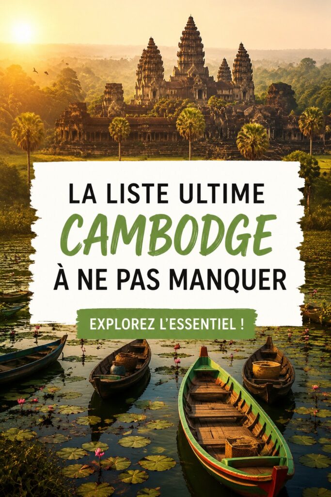Vue d'Angkor Wat au Cambodge, un lieu emblématique à visiter.
