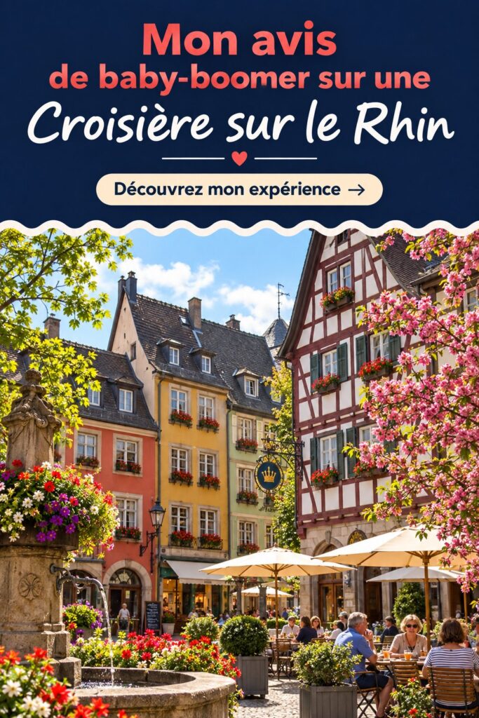 Un bateau de croisière naviguant sur le Rhin, avec des châteaux et des paysages verdoyants en arrière-plan.